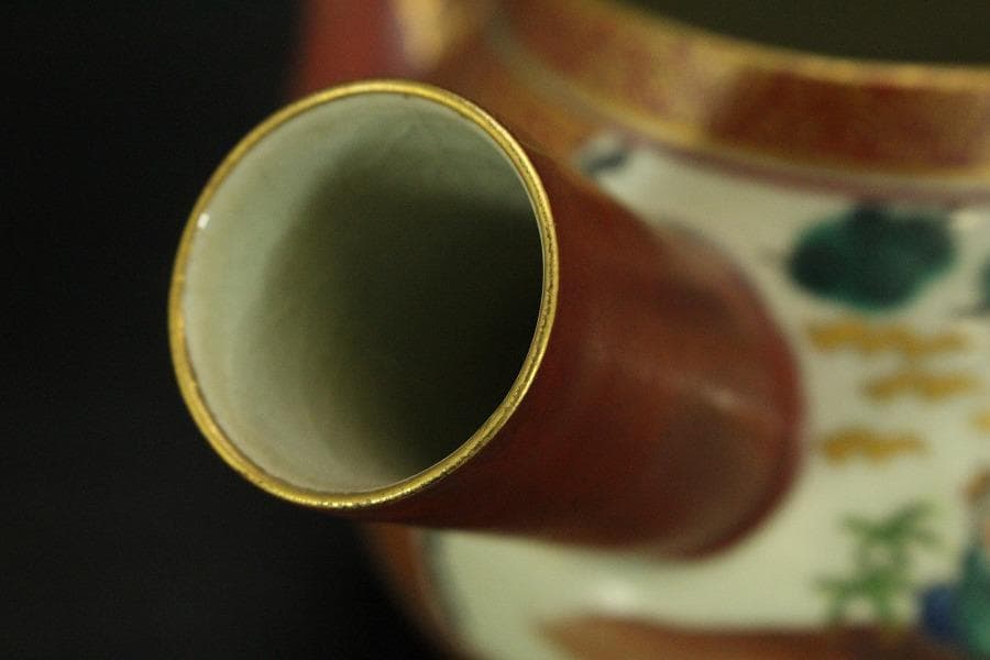 九谷 金彩色絵 庄三作 茶壷 煎茶(A374)