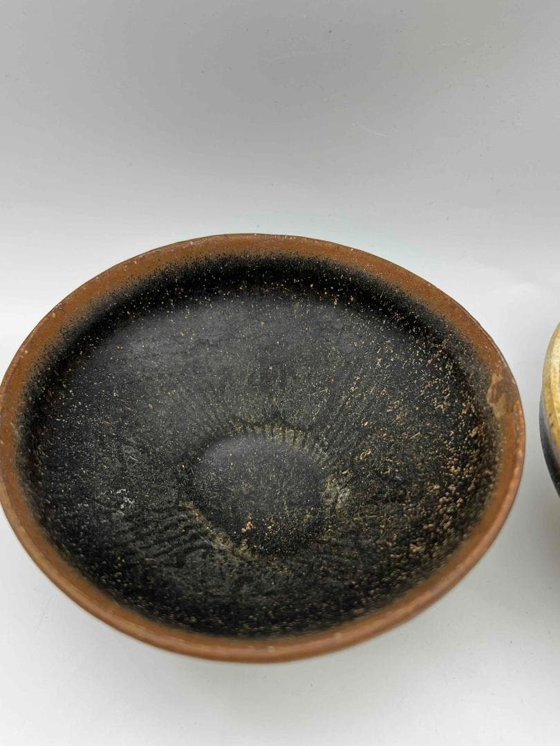 水芙蓉　遼から金時代 天目茶碗吉州窯茶盞宋時代黑釉窯変釉入茶碗(B-35)