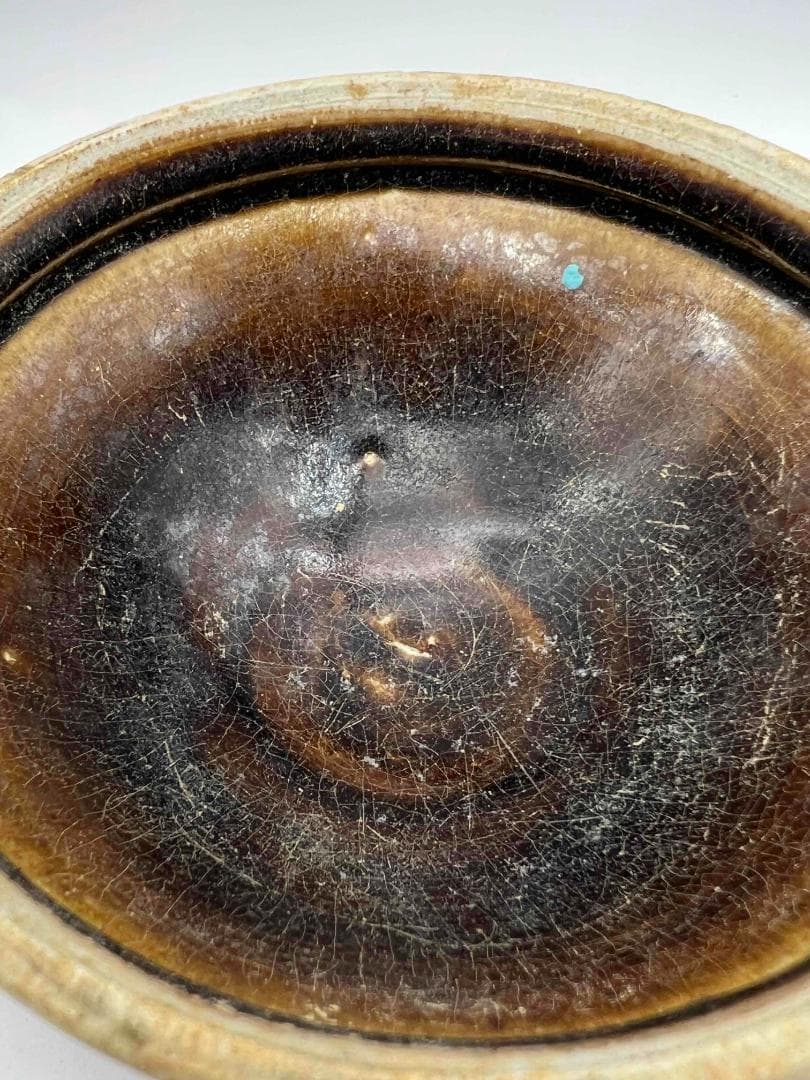 水芙蓉　遼から金時代 天目茶碗吉州窯茶盞宋時代黑釉窯変釉入茶碗(B-35)