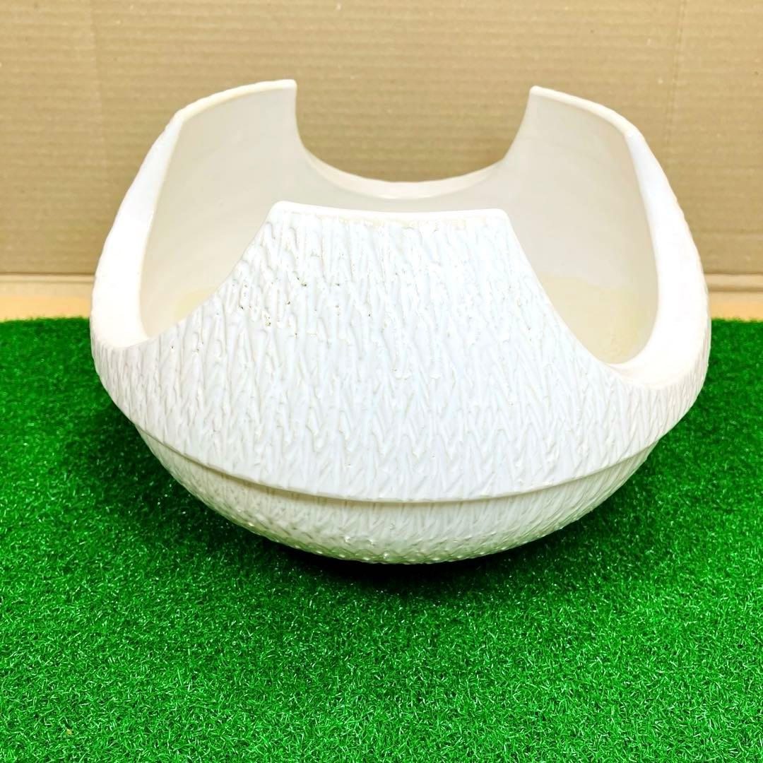 光山焼 白磁 風炉 茶道具 京焼 清水焼 紅鉢風炉 伝統工芸品 陶磁器 彫り模様