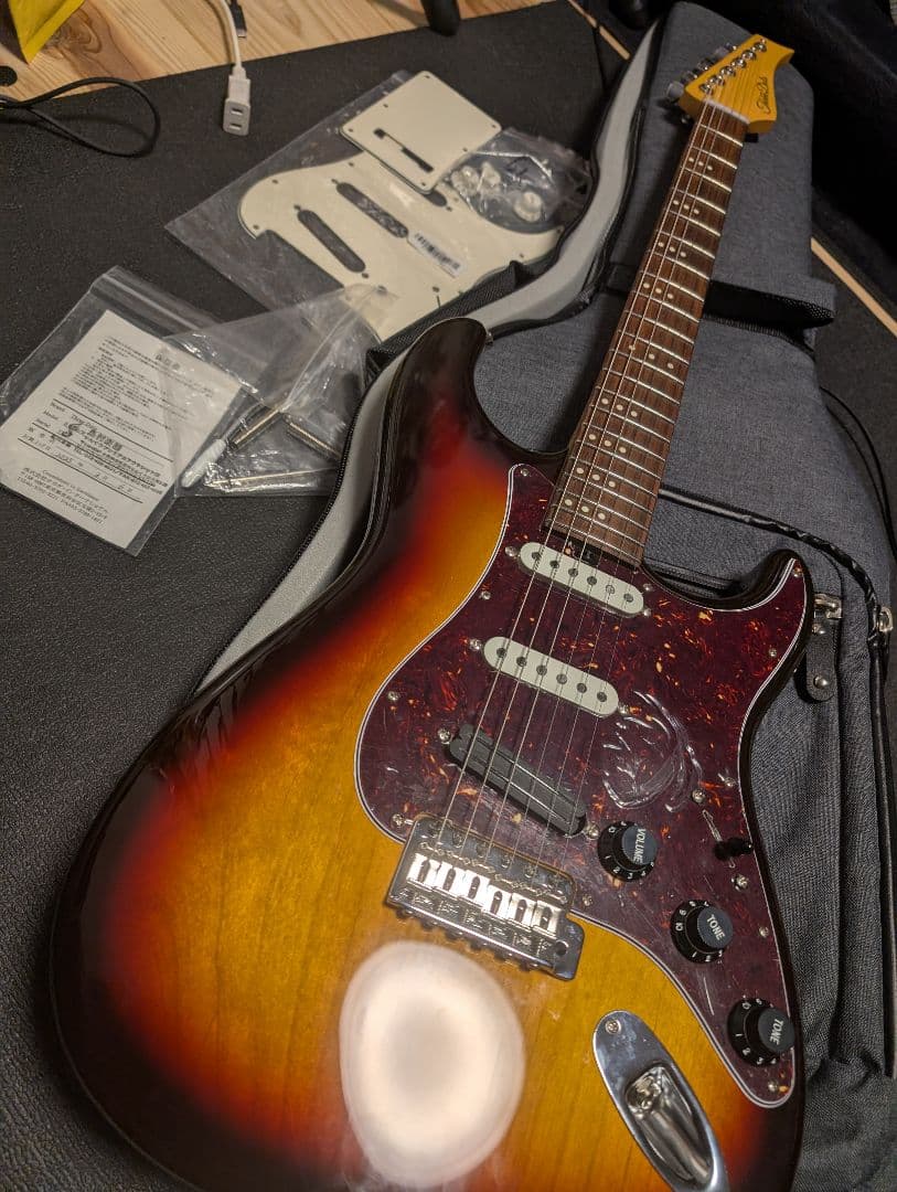 Three Dots Guitars s ケース付　オーダーピックガード付