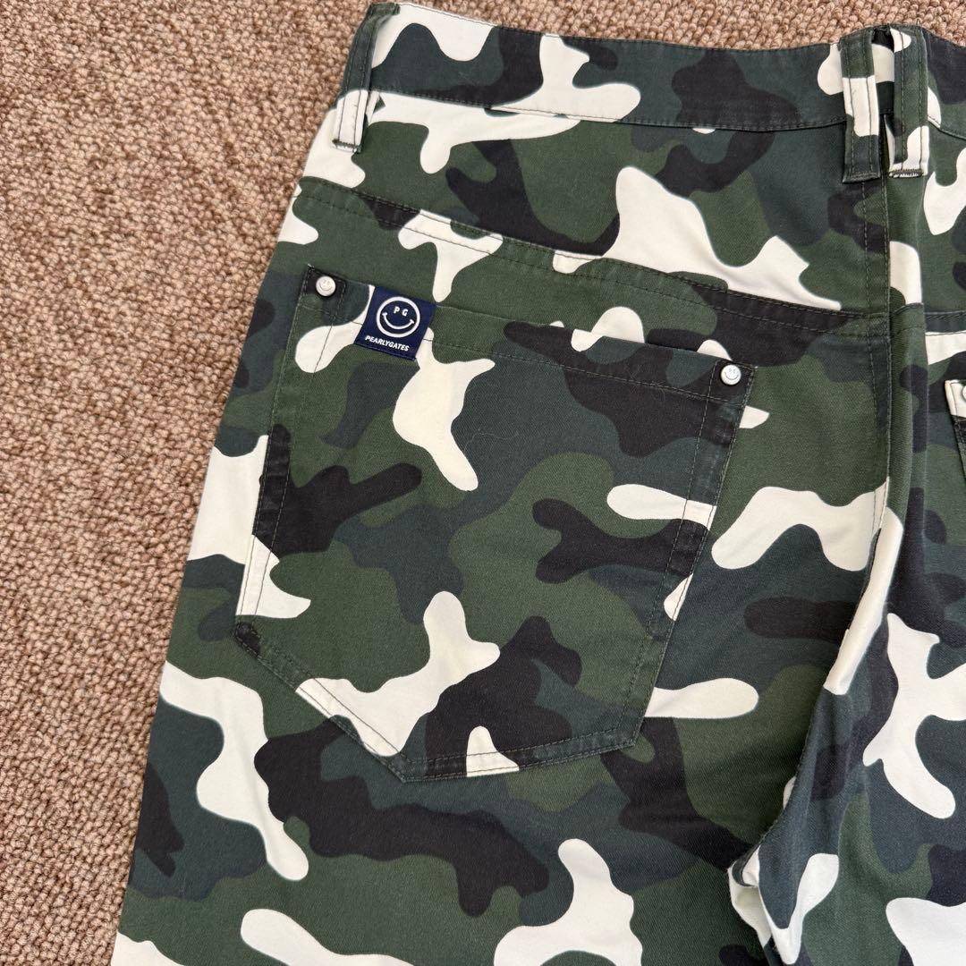 極美品　パーリーゲイツ　パンツ　迷彩　カモ柄　M〜L相当　アーミー　4 白　黒