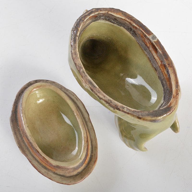 茶道具　青磁　鶏香合　時代箱付　V　R5553