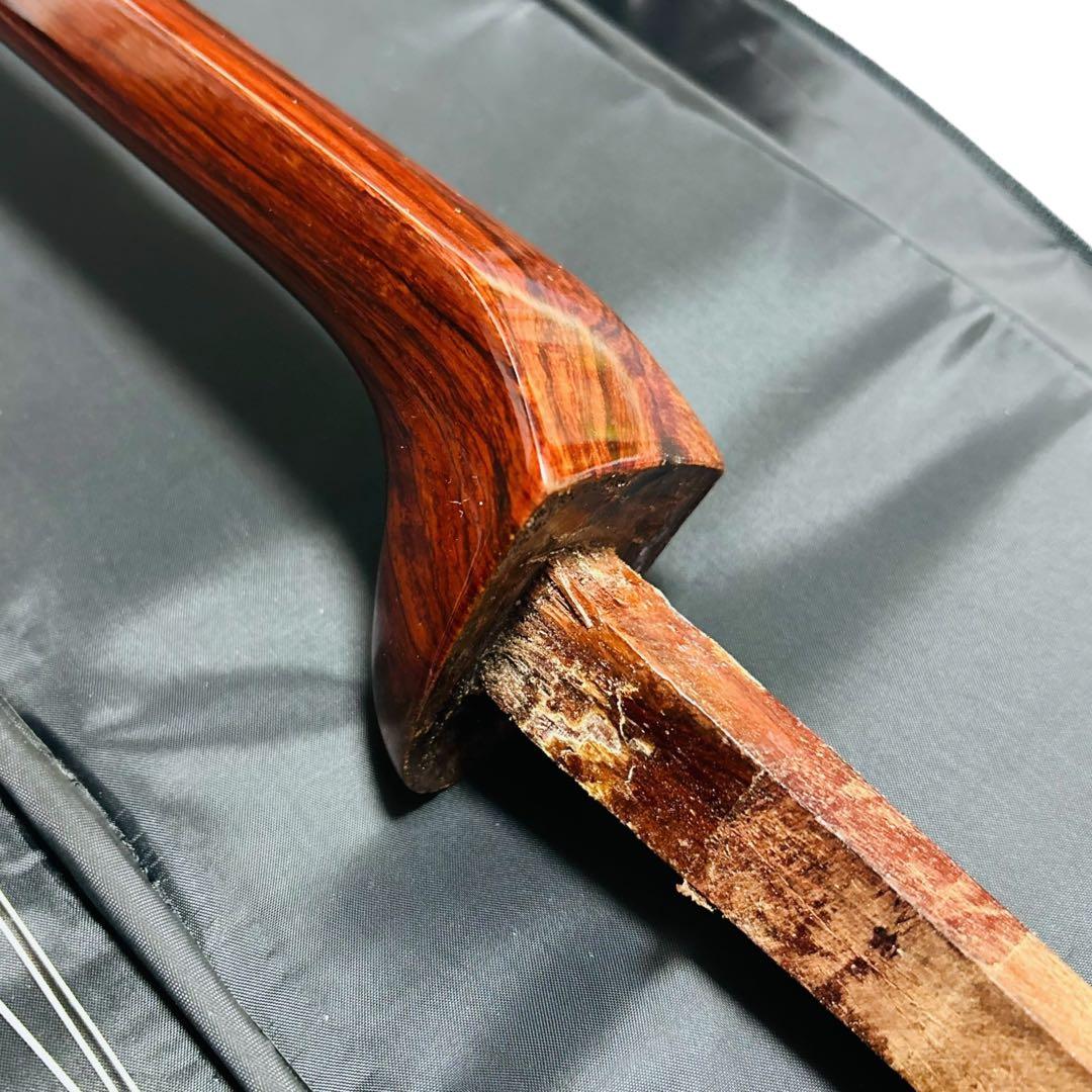 【希少品】高級 沖縄三線 与那城型 実入りゆし木 スンチー塗り 蛇革 本革