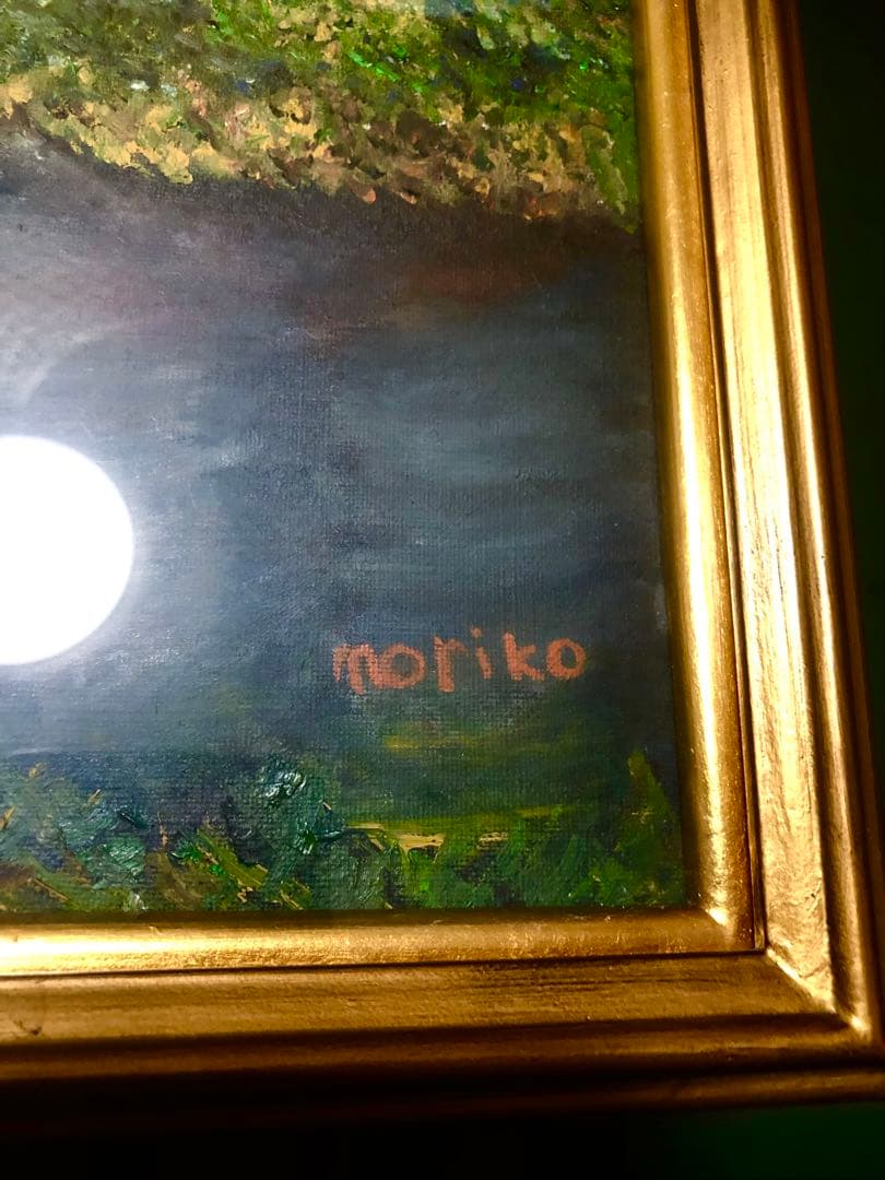 アベ　ノリコ　油絵　額装　世界堂