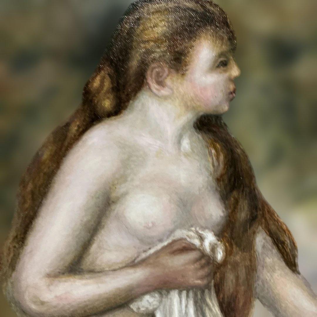 複製画　絵画　油彩画　油絵　模写ルノアール　F10号　ルノワール　「若い浴女」