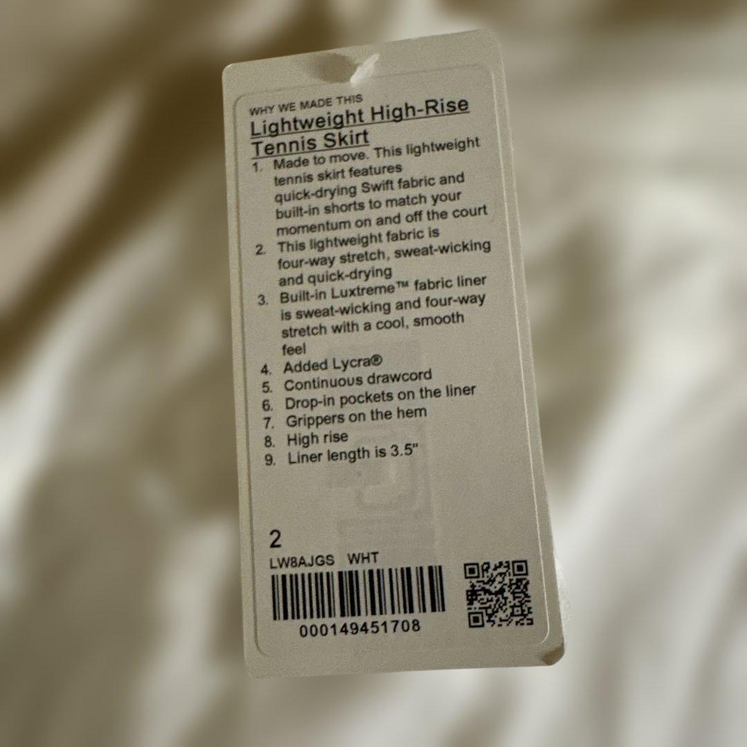 Lululemon 軽量ハイライズ テニススカート