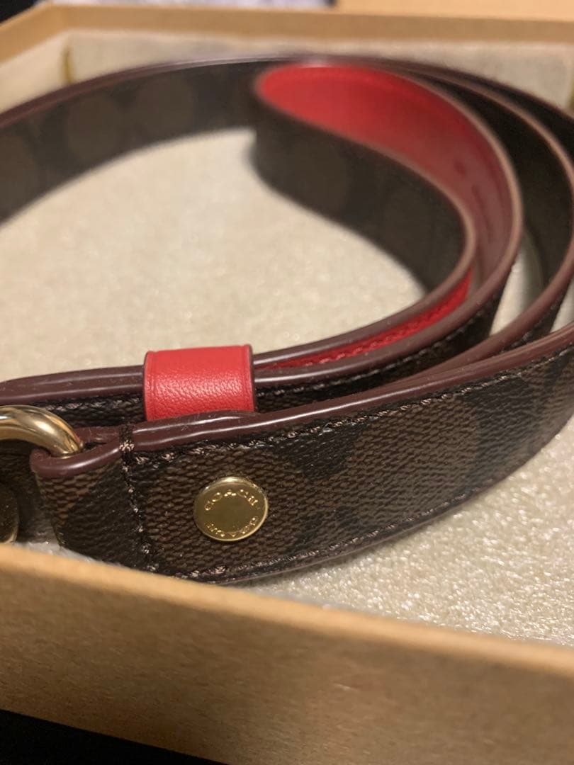 COACH レザーリード ブラウン・レッド