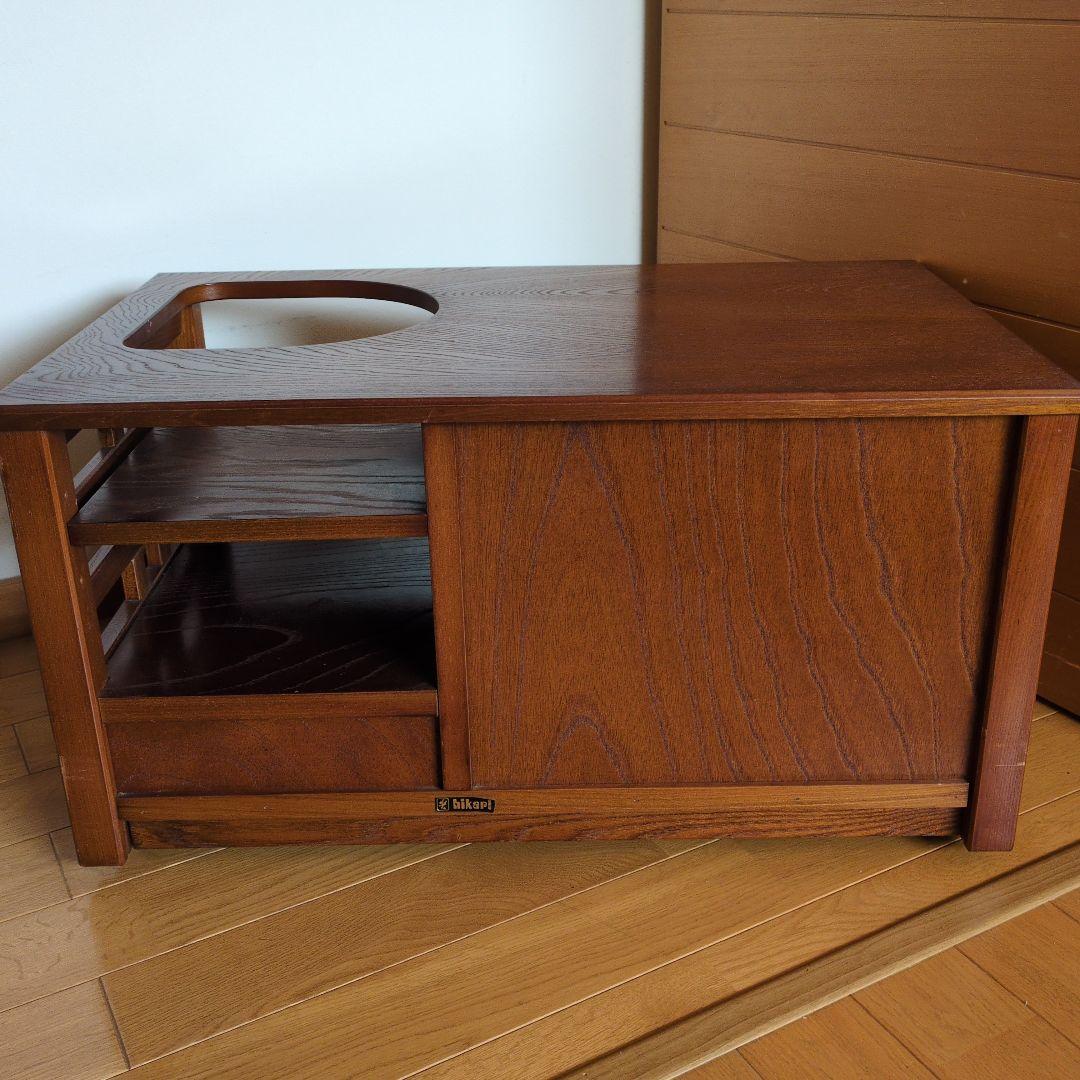 ポットワゴン　お座敷ワゴン　キャスター付　天然木　引き出し収納　電源コードあり