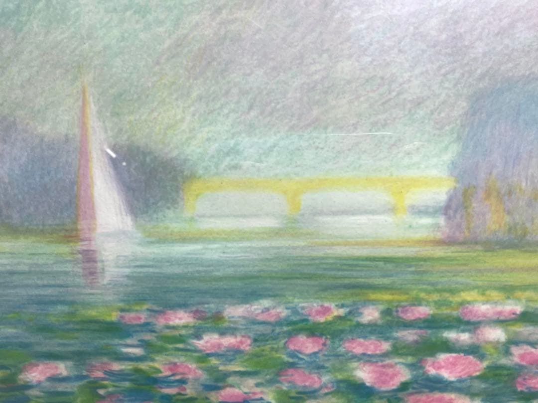 真作保証 クロード・マヌキアン 「スイレン」 リトグラフ サイン有り