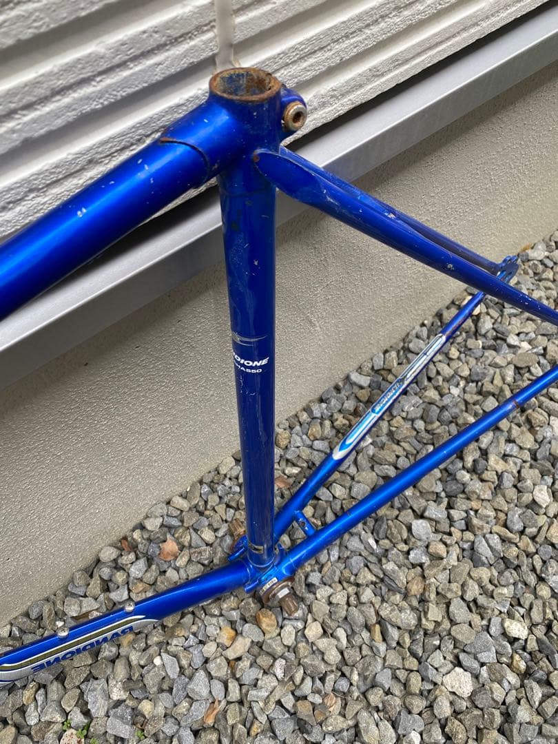ロードバイク　フレーム　クロモリ　青　ブルー