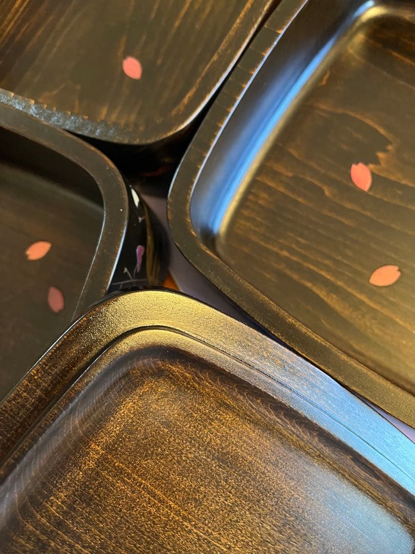 川添日記　重箱　草木彫　漆器