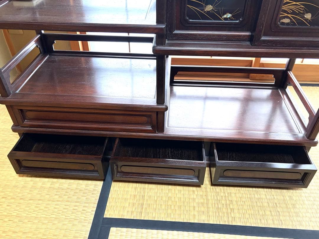 唐木　紫檀　蒔絵　飾り棚　古家具