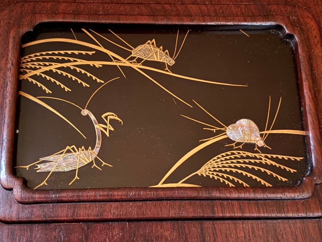 唐木　紫檀　蒔絵　飾り棚　古家具