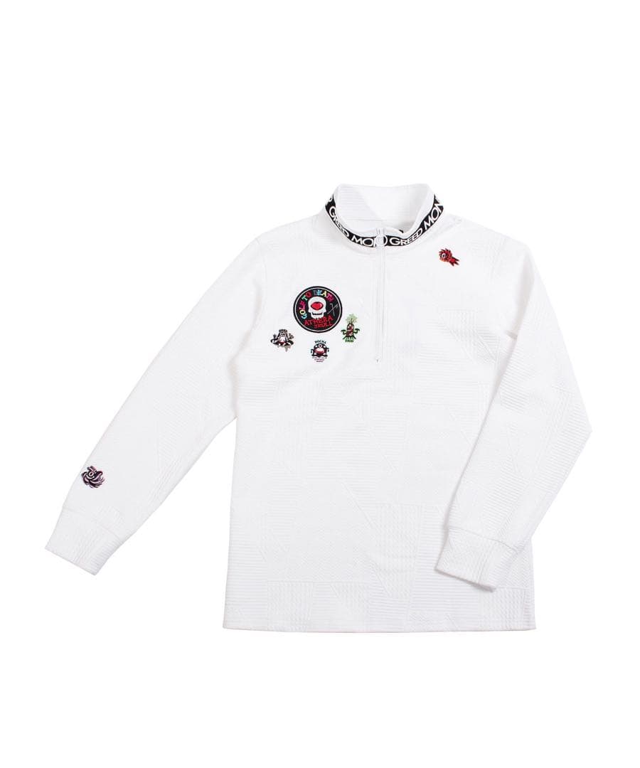 未使用　GREEDMONSTERジャガードスタンドカラープルオーバーゴルフウェア