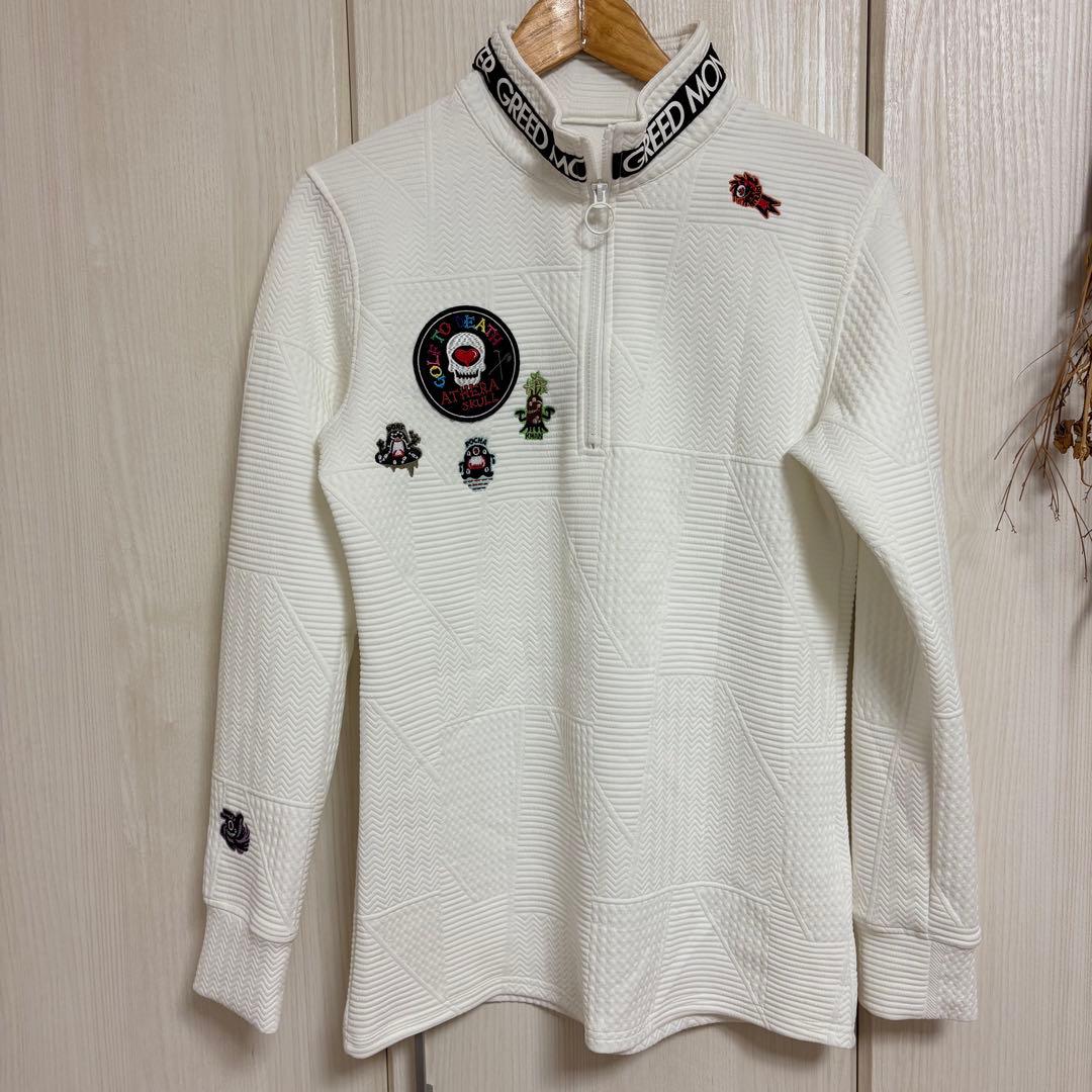未使用　GREEDMONSTERジャガードスタンドカラープルオーバーゴルフウェア