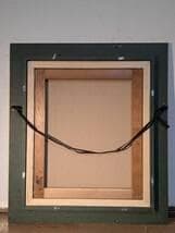 【真作】絵画　油彩8号　太鼓橋の見える庭園　力強い筆致の風景画　W100