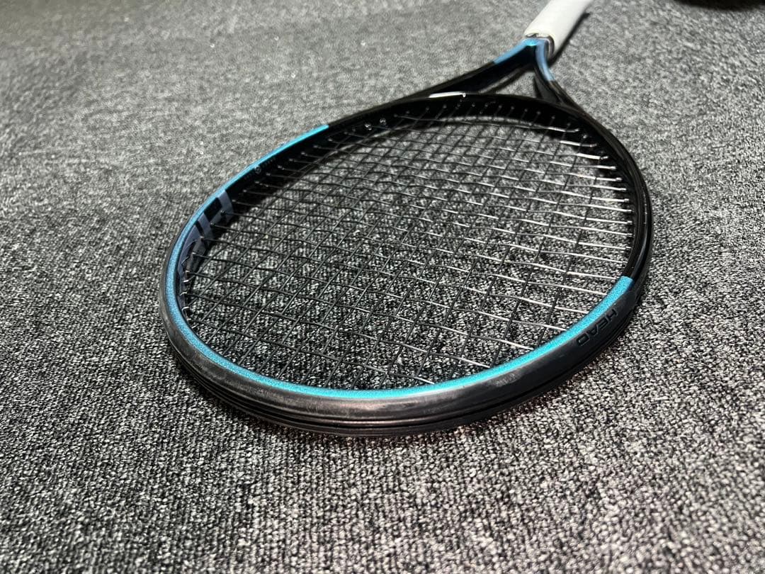 カーボンファイバー テニスラケット 黒水色