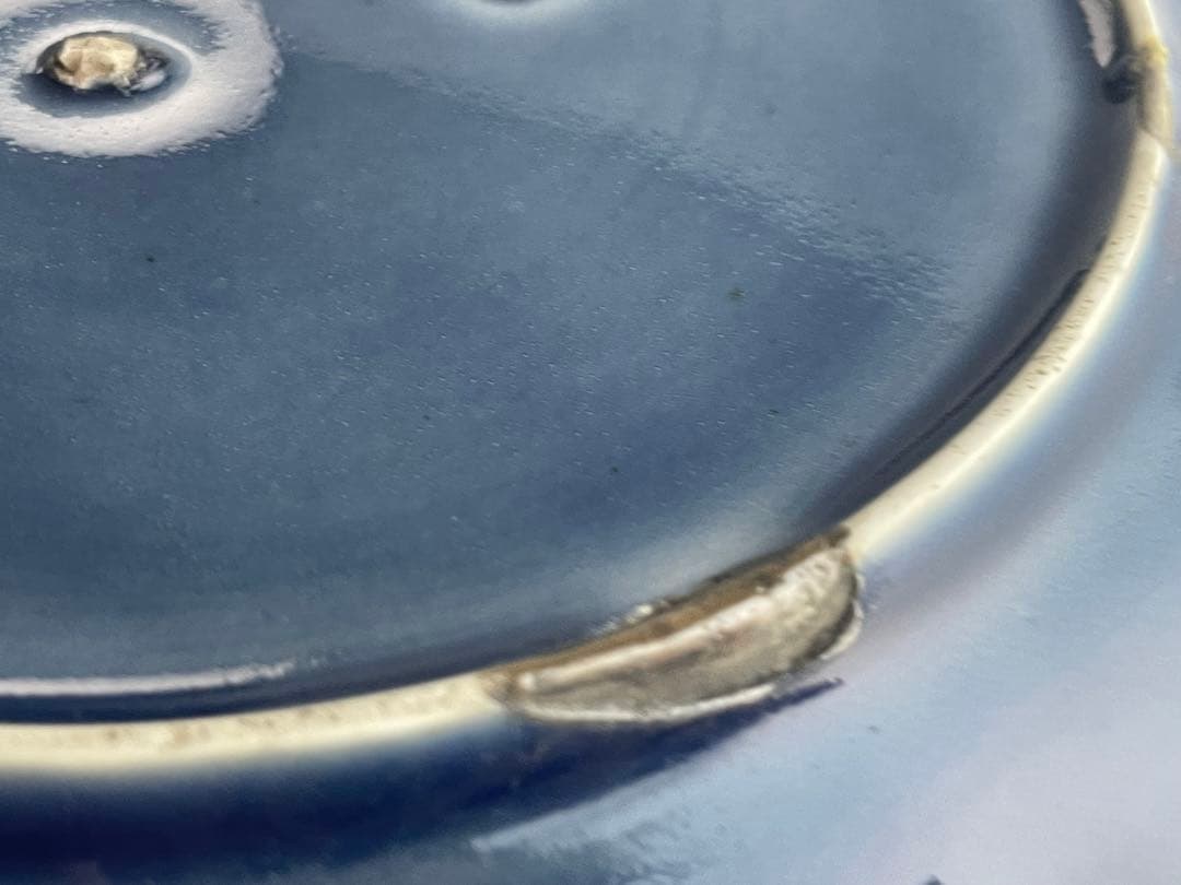 骨董　アンティーク　古伊万里　瑠璃　輪花皿　七寸皿　瑠璃釉　輪花縁