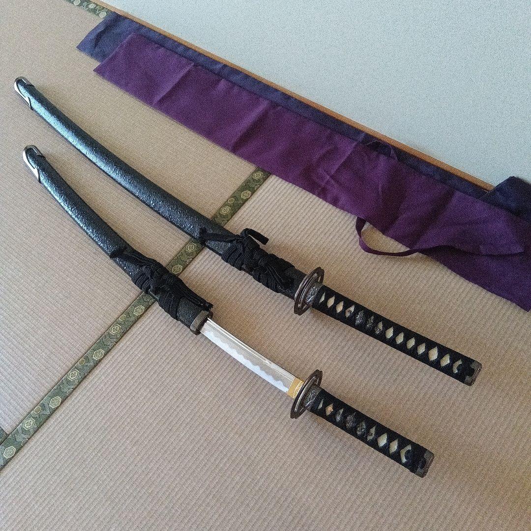二刀流　大刀小刀セット　海鼠鍔　模造刀　宮本武蔵イメージの刀