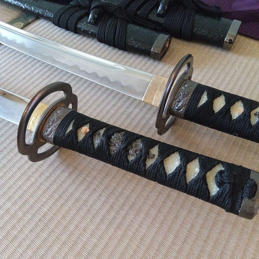 二刀流　大刀小刀セット　海鼠鍔　模造刀　宮本武蔵イメージの刀