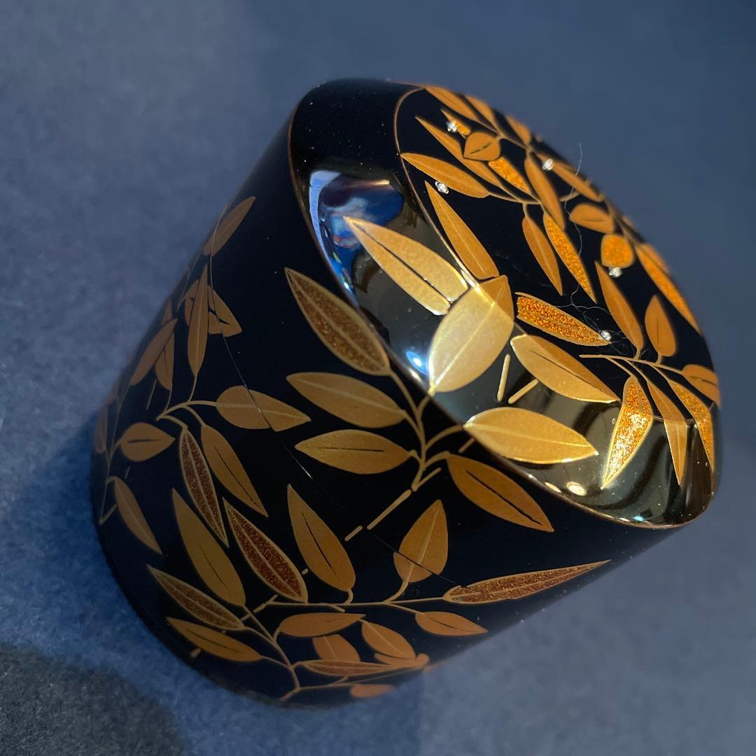 茶道具『雪吹 笹露 棗』輪島塗の名工【茶平 一斎】(作)共箱　※美品