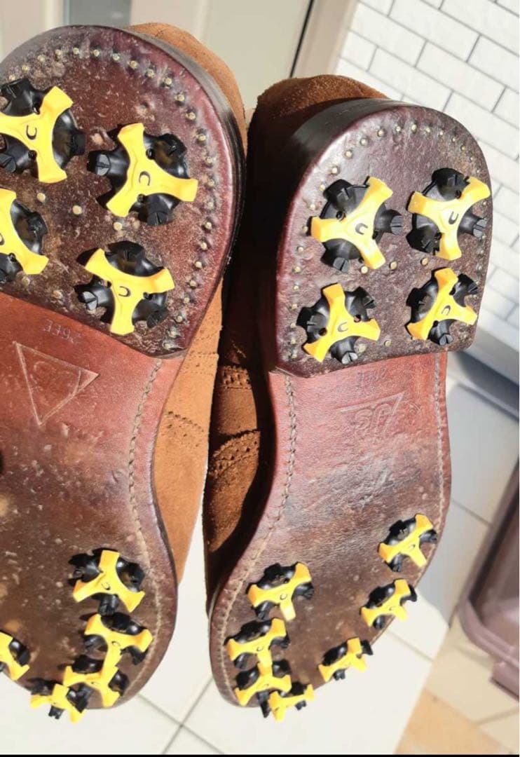 貴重★J's高級スエードゴルフシューズ(茶)、革底、26.0cm