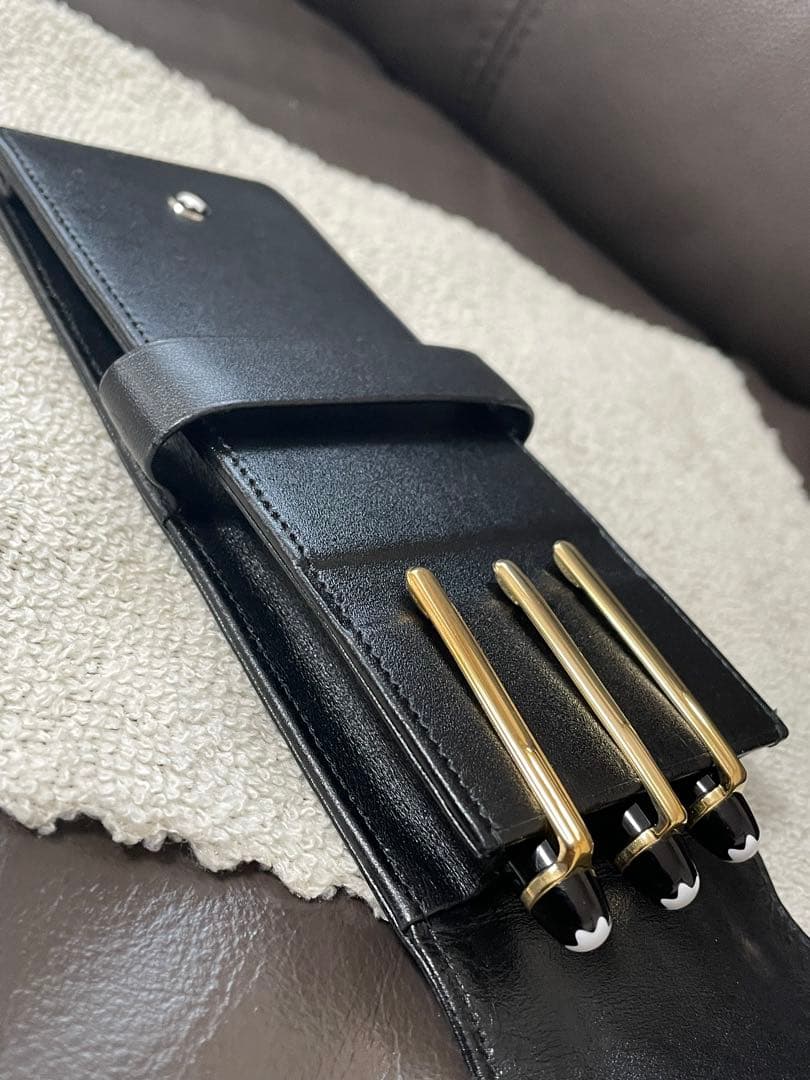 ◾️MONT BLANC モンブラン ◾️黒レザーペンケース ◾️シエナ 3本差し◾️