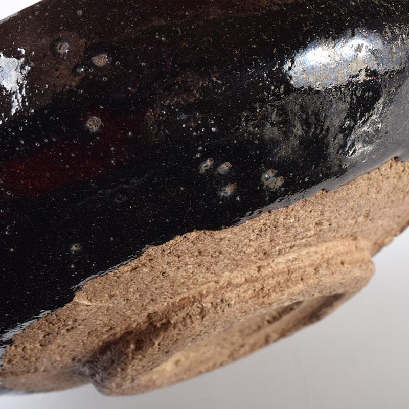 茶道具　楽吉左衛門　黒楽平茶碗　時代箱　V　R7636