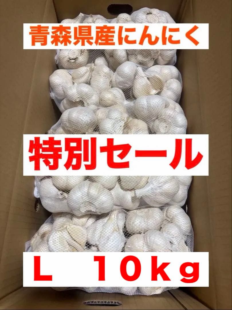 青森県産にんにく　Ｌ(カケ) １０ｋｇ　お買い得品