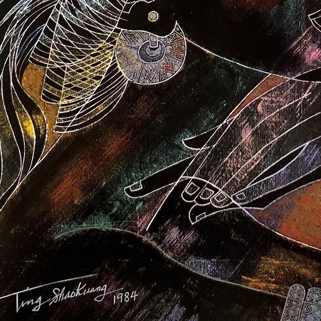 丁紹光、『勝利の翼』、希少な画集より、新品額装付、マット額装付き