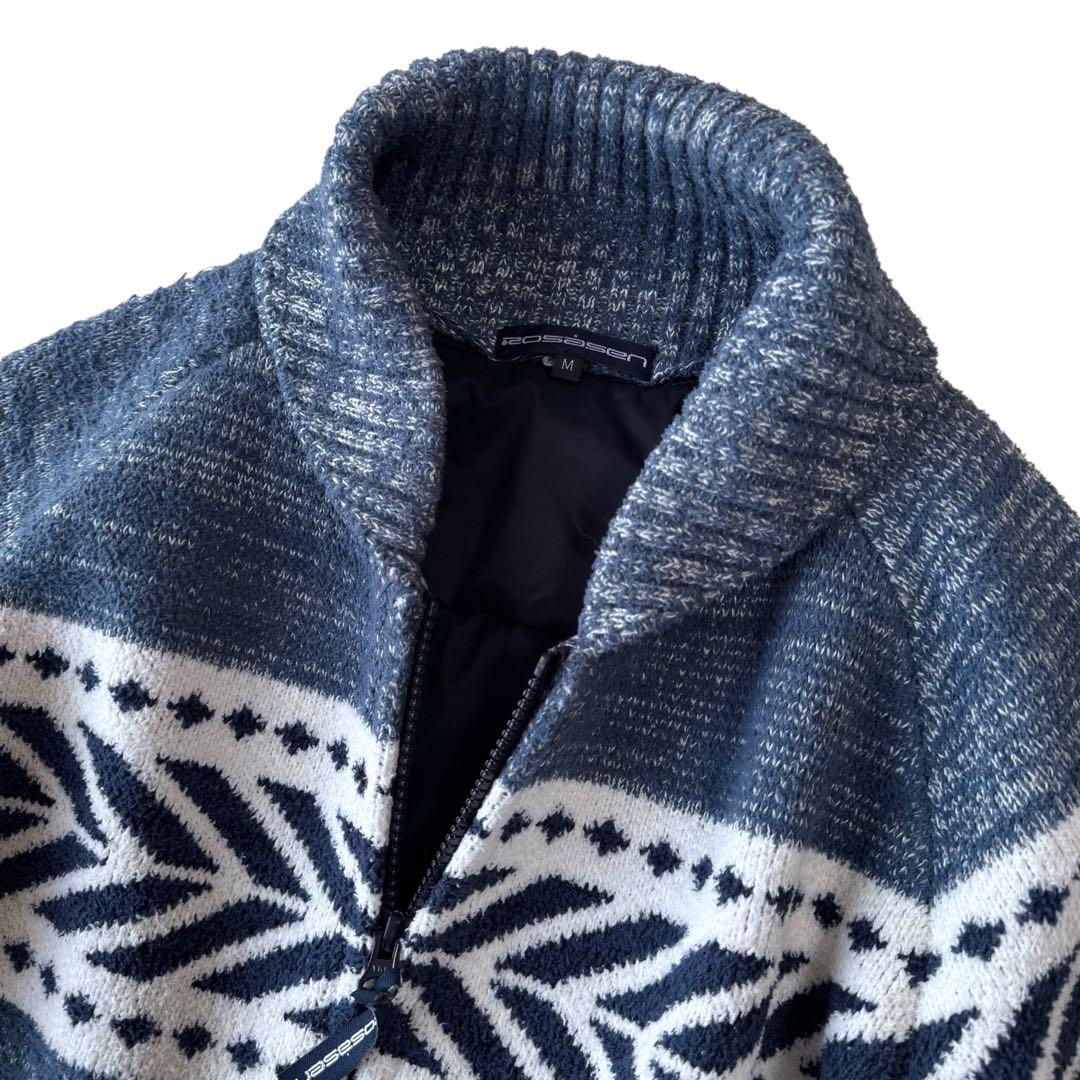 ロサーセン 中綿ニットコンビジャケット ブルゾン 総柄 ストレッチ M