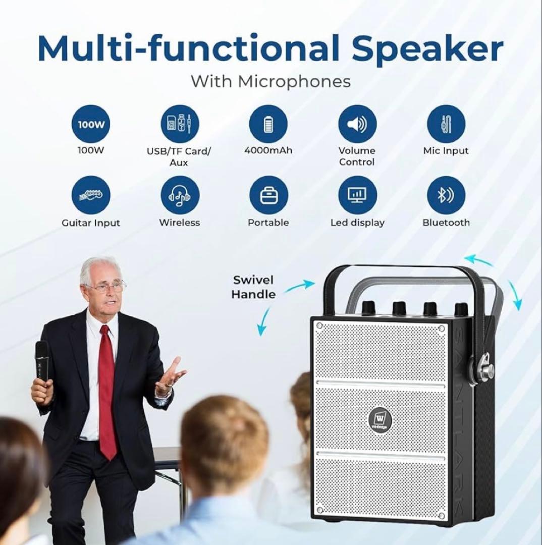 拡声器 ポータブルスピーカー 大音量 マイク イベント 会議 カラオケ