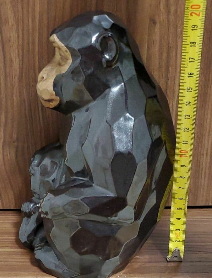 九谷焼　猿の置物　陶秀作