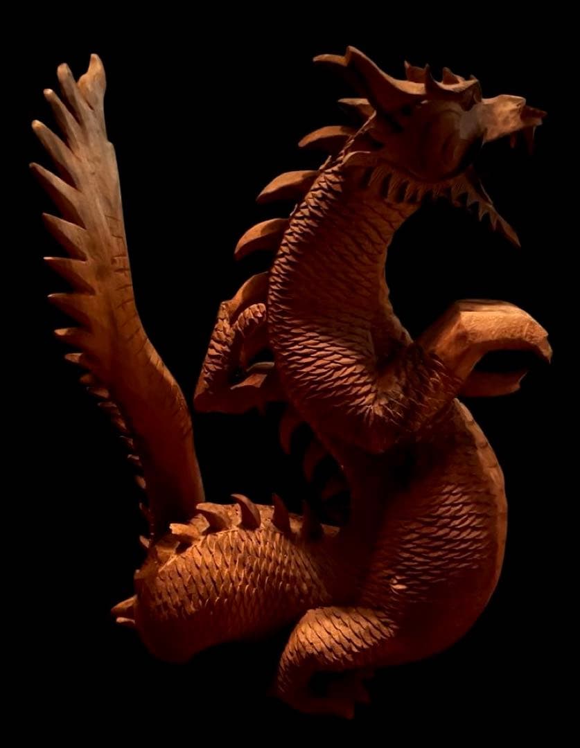 木彫 龍の飾り 龍の置物 龍神 開運 彫刻 祥龍盛世 ドラゴン 龍置物