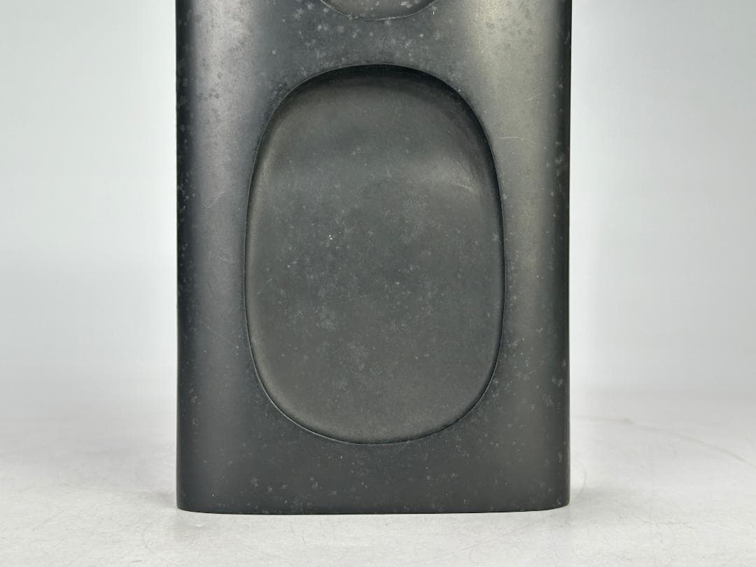 日本美術　書道具　文房具　雨硯　十一代　静軒作　唐木蓋付　雨端硯　共箱　和硯