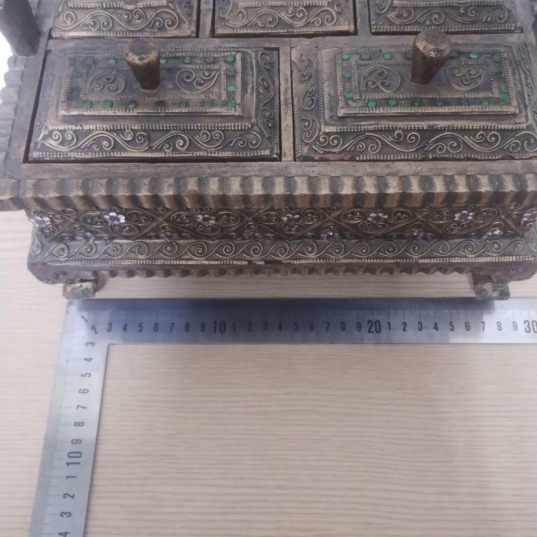 アンティーク 鳥の装飾 木製ボックス