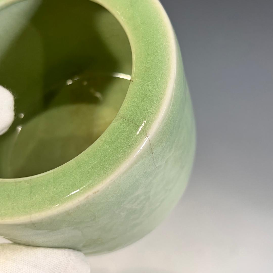 清・豆青釉 筆筒 陶瓷器・稀少珍品・置物・賞物・中国古美術