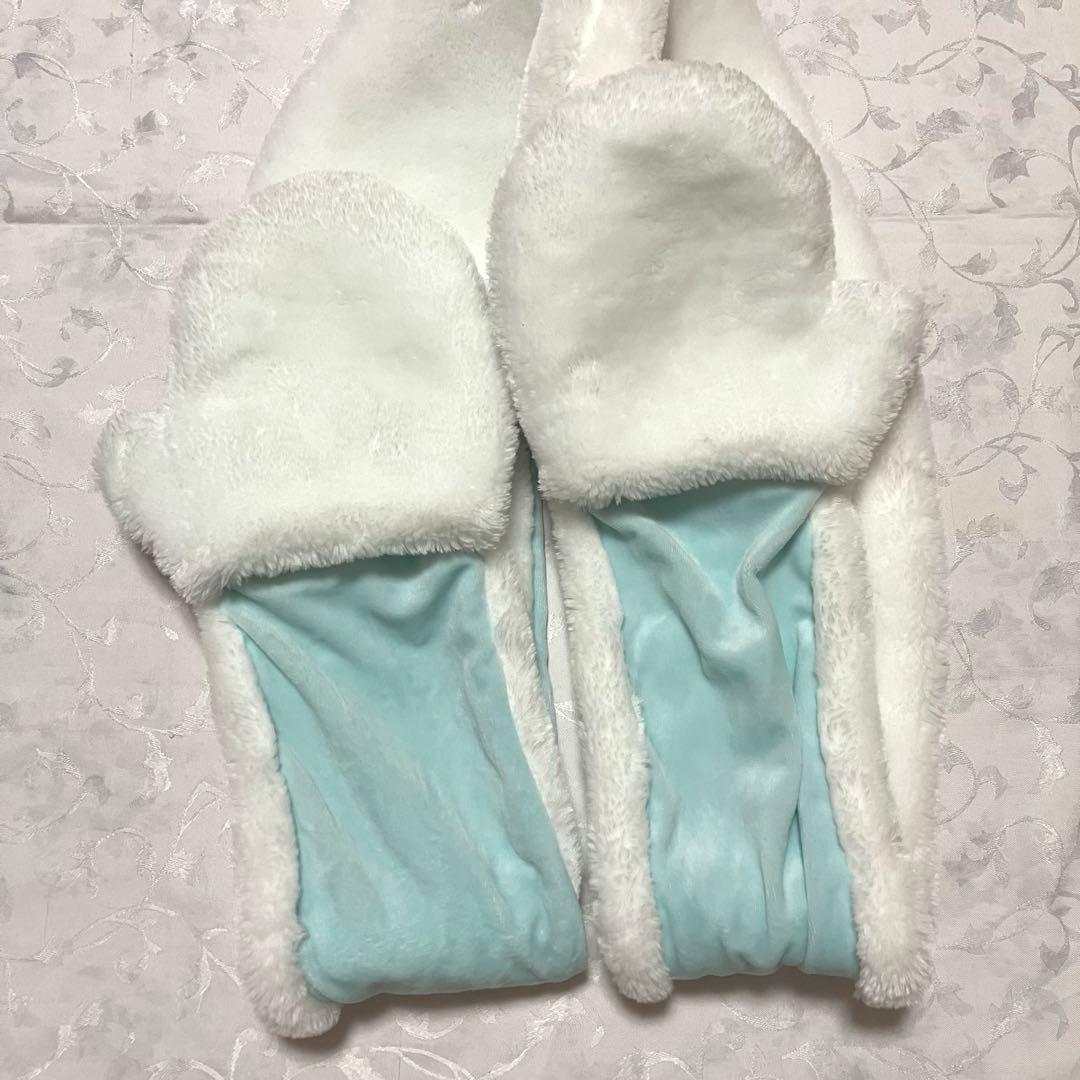 ディズニー ファンキャップ　白うさぎ　マフラー　手袋　レア　マフラーキャップ