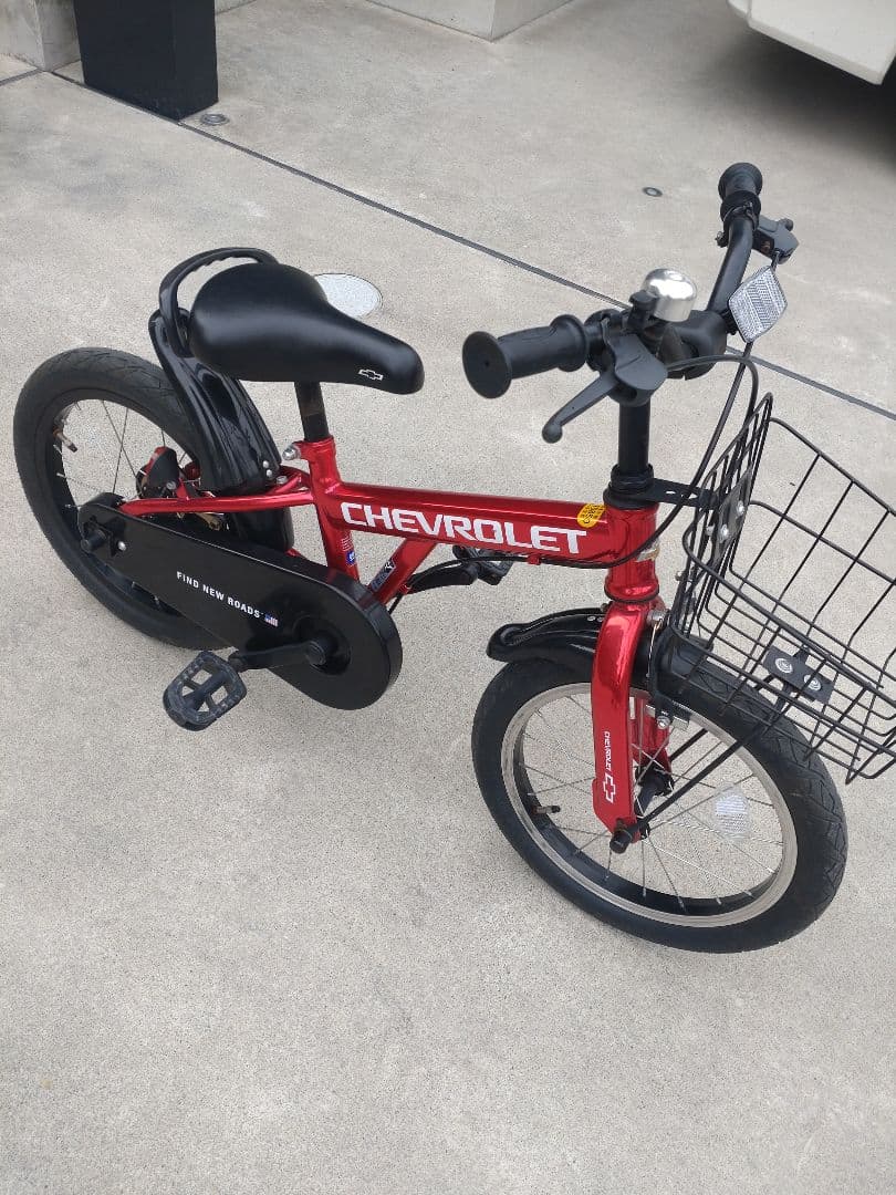 【直接引き渡し限定】シボレー 子ども自転車 16インチ赤 カゴ有