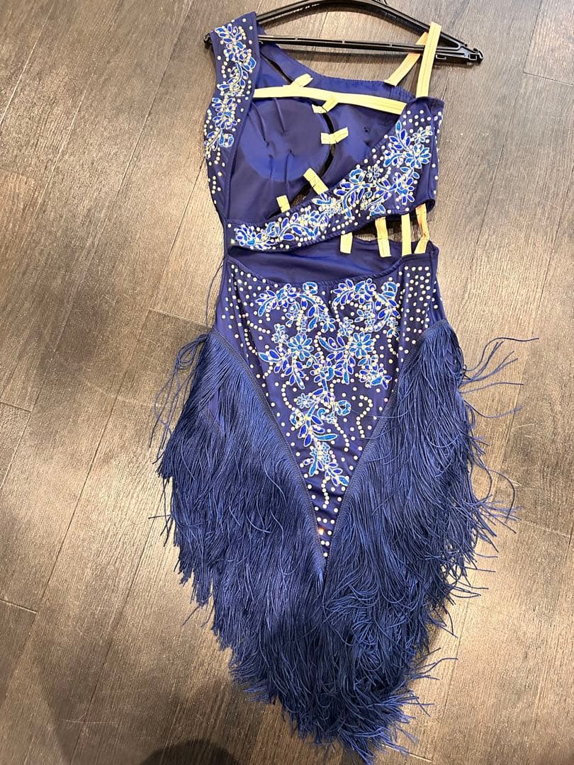社交ダンスドレス ネイビー フリンジ付き