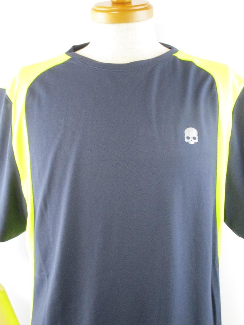 【ハイドロゲン・テニス】インレイ・テックＴシャツ★未使用★XLネイビー×イエロー
