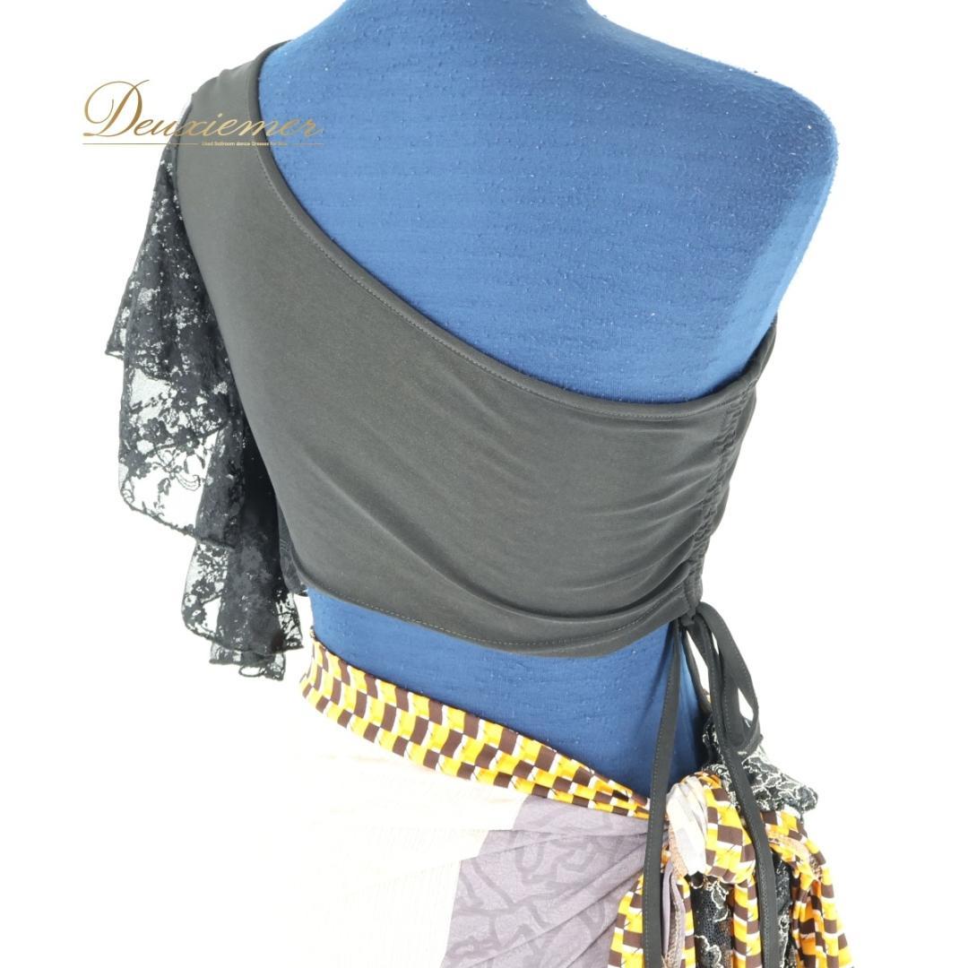 【ベリーダンス用衣装】ブラック 山吹色 miyamiya レッスン着 上下セット