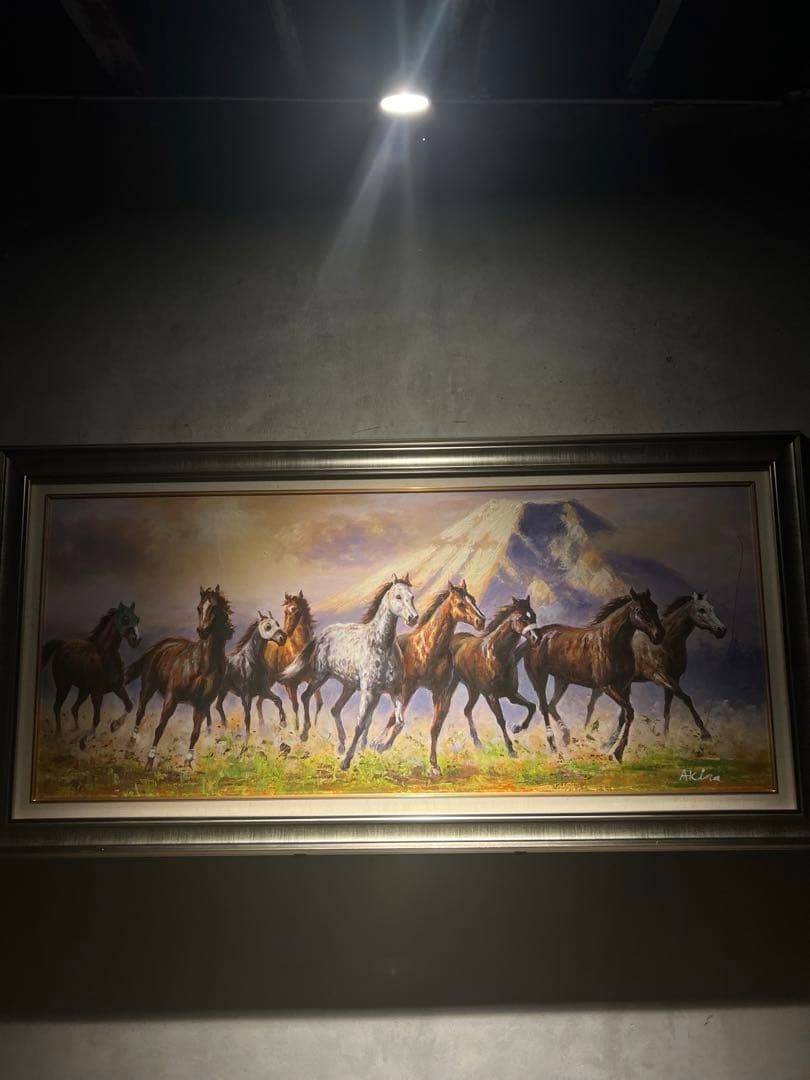 リアリズム　肉筆油彩画　【競馬】　大作