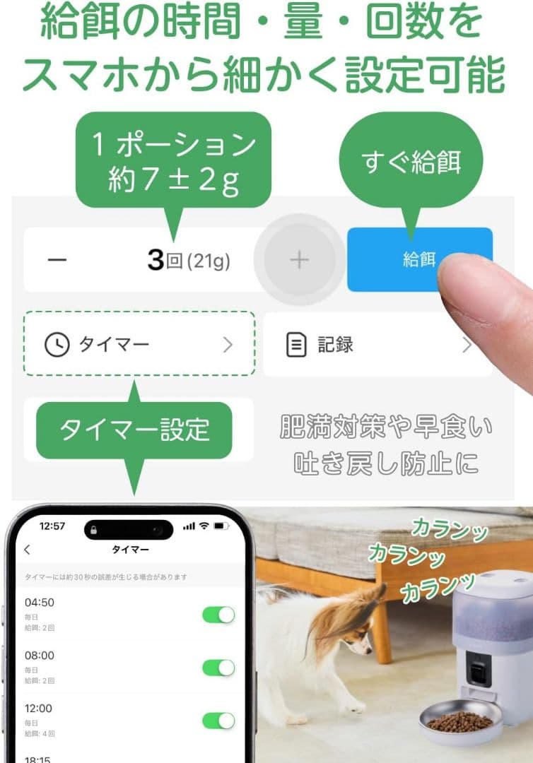 エレコム ペット 用 自動給餌器 カメラ付き 2L (約1.1kg) スマホ連携