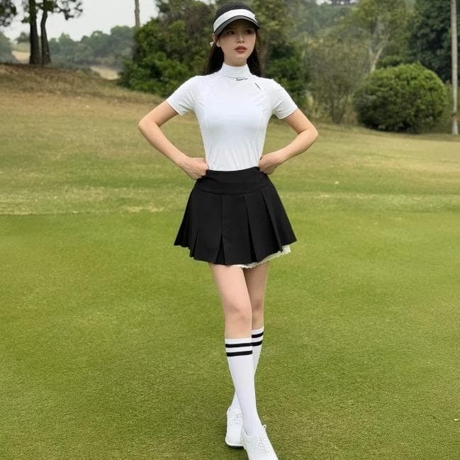 ●●最安価！バックリボンスカート●●レース付き プリーツスカート 韓国ゴルフ