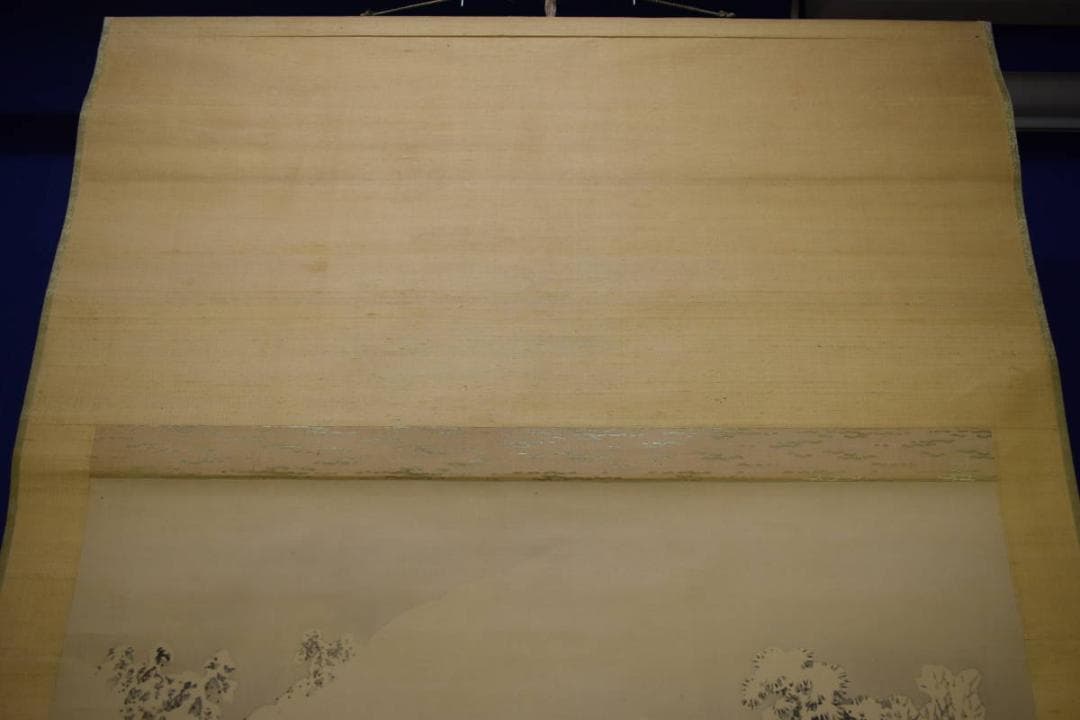 真作/芸州藩士/熊谷直彦/雪景山水人物馬図/大幅/布袋屋掛軸HH-2