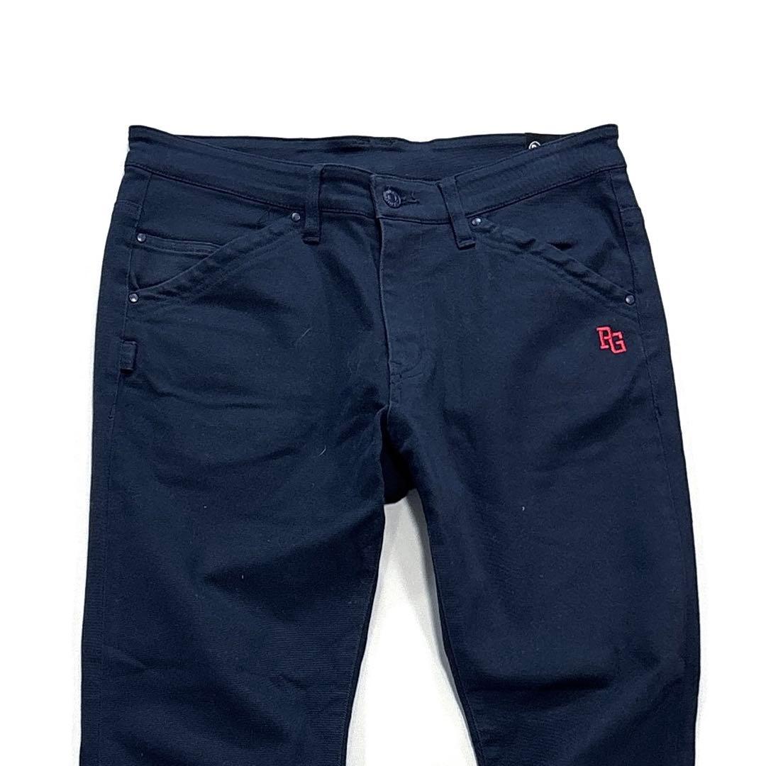 パーリーゲイツ　4/M ロングパンツ　ネイビー　ロゴ刺繍　オールシーズン