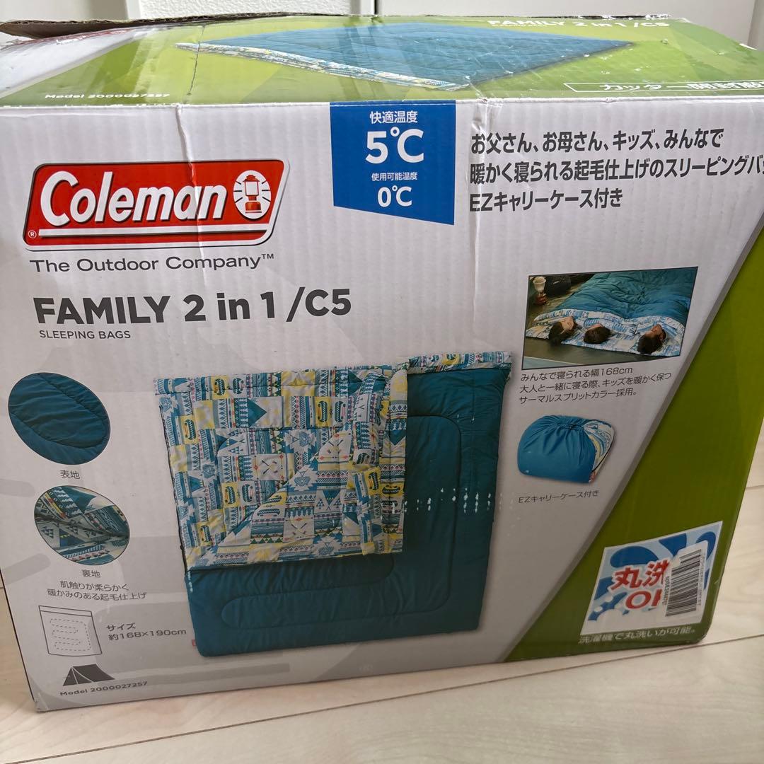 Coleman　寝袋シュラフFAMILY 2in1/C5 箱付き　コールマン