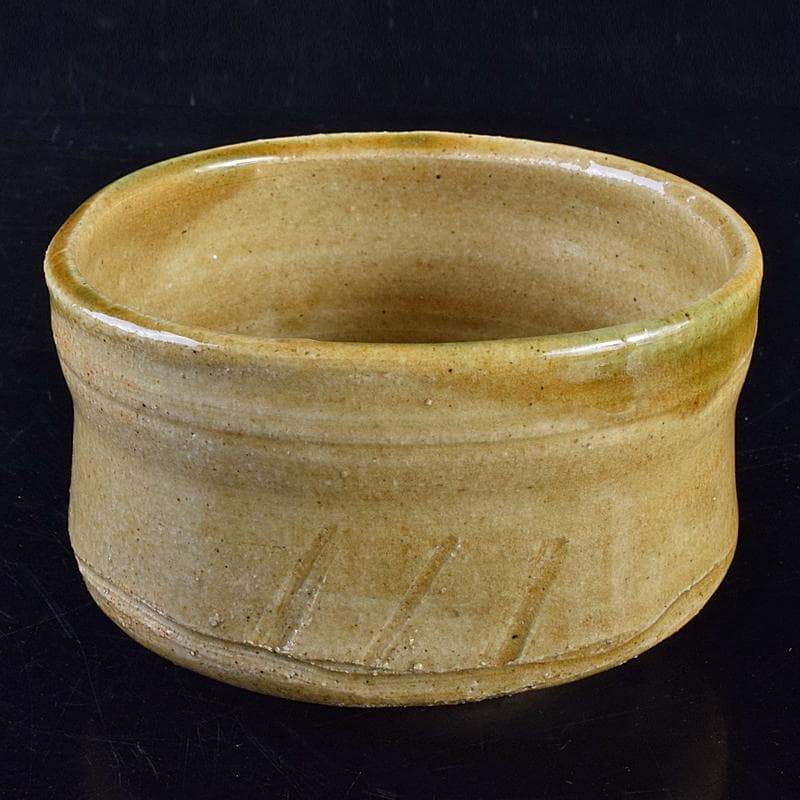 北大路魯山人作　織部焼　茶碗　共布　黒田陶々庵極め箱　M　R7647